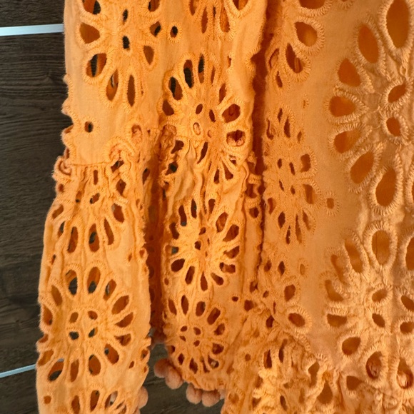 Lilly Pulitzer Bekah Top Shirt Blouse Cantaloupe Pinwheel Eyelet Sz L - Picture 4 of 11